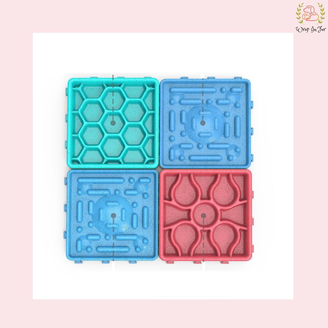 4-in-1 Combined Dog Slow Feeder Lick Mat with Suctions (Chocolate Color)