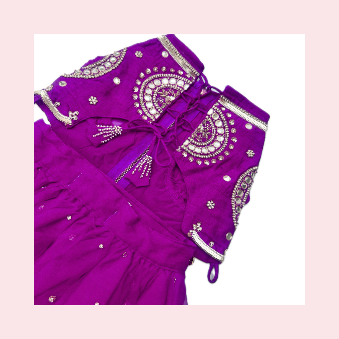 Lilac Mirror Dog Lehenga