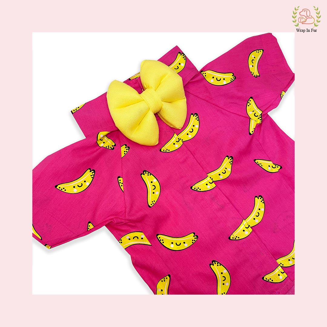 Banana dog shirt with bow