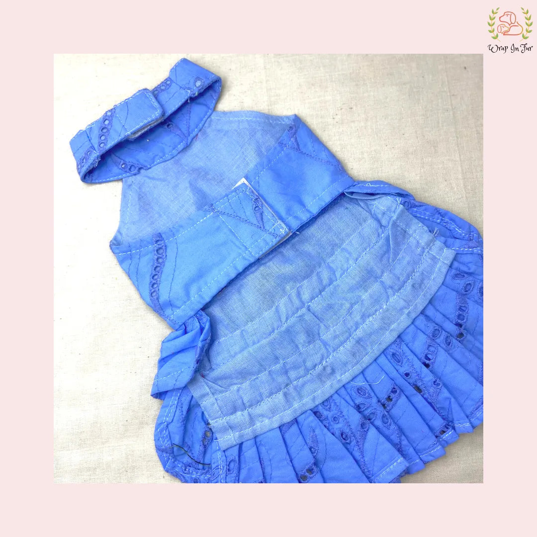 Blue Embroidery Frock Dog Princess Dress – Bridal & Wedding Outfit