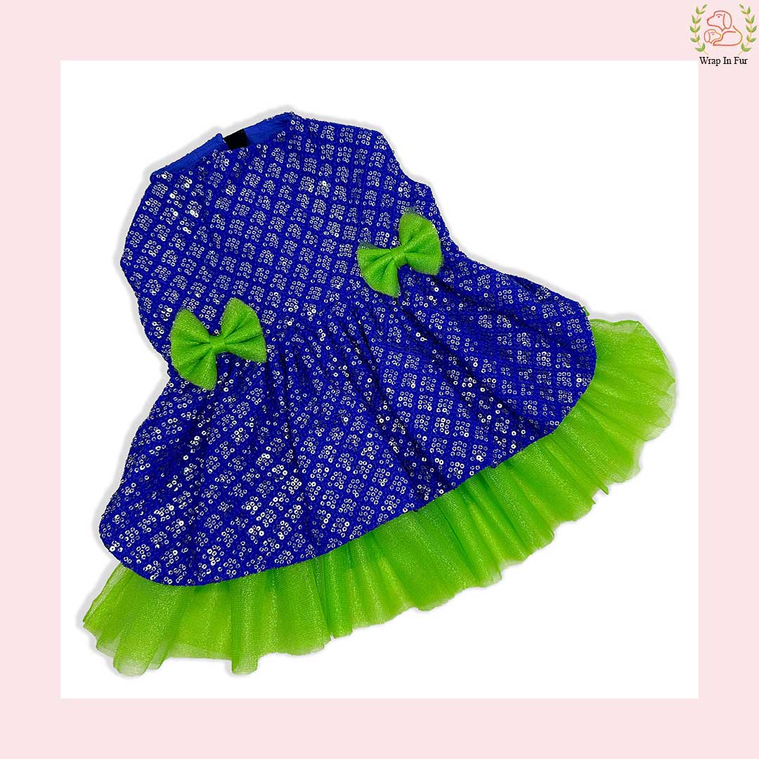 Blue Green Frock Dog Wedding Dress – Princess Bridal Outfit