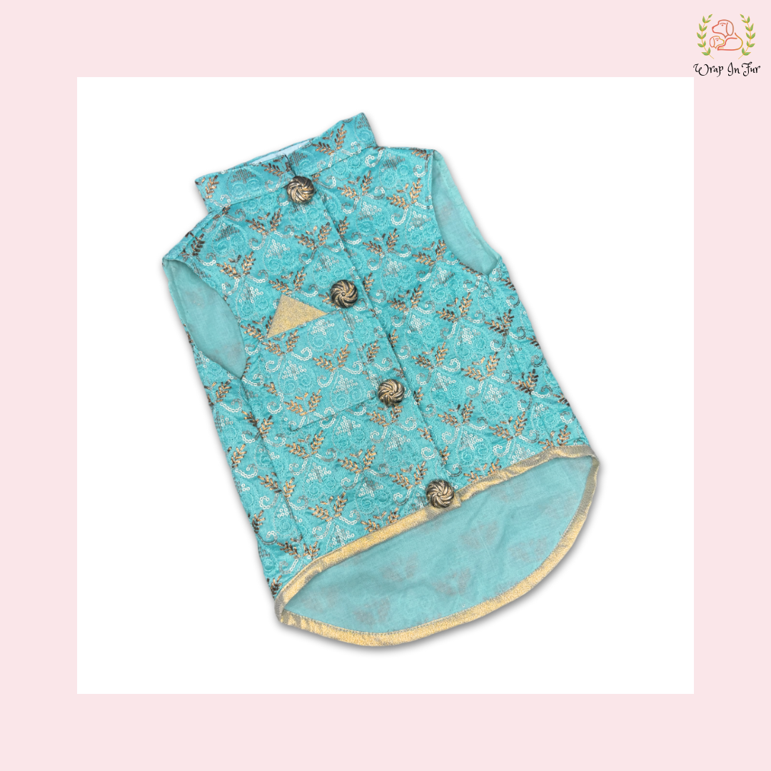 Blue Gold Sherwani