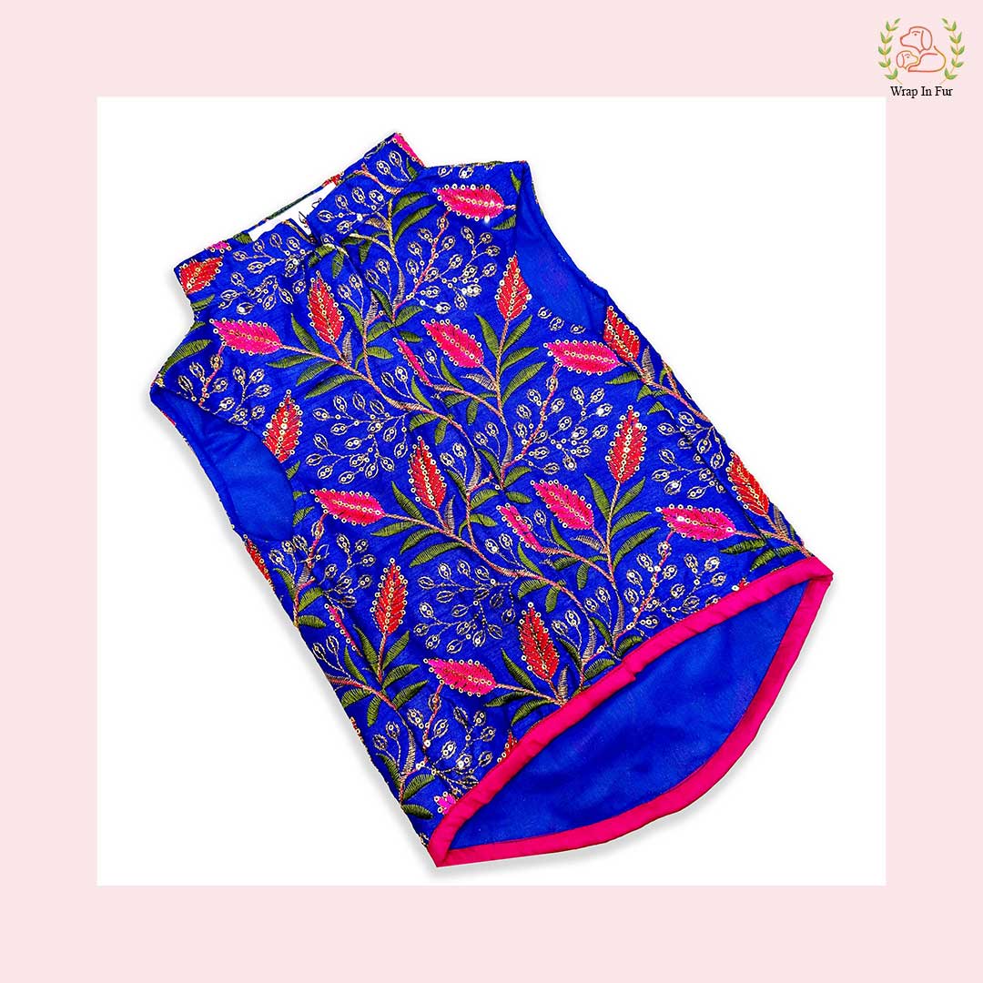 Blue pink sherwani for dog