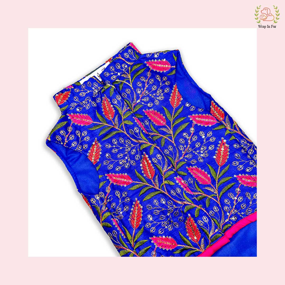 Blue pink sherwani wedding outfit