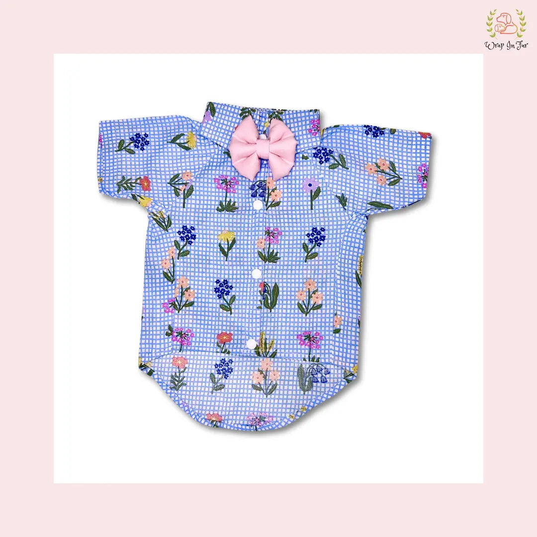 butterfly dog shirt with pink bow