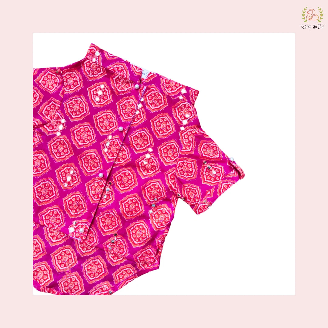 Coral Mirrored Dog Kurta Shirt - Designer Indian Dog Ethnic Wear