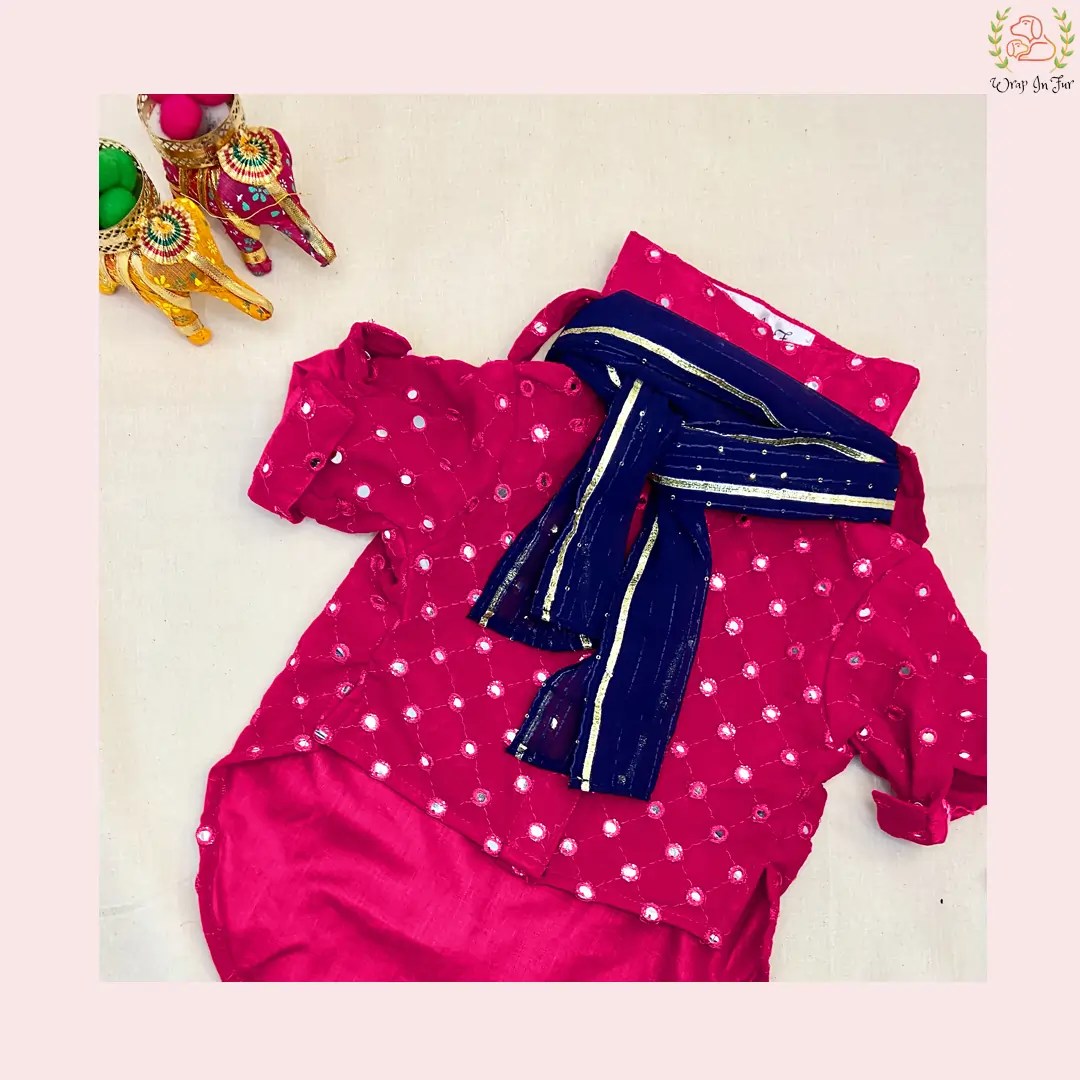 Dark pink dog kurta