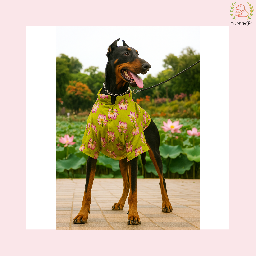 Green Lotus Dog Kurta - Vibrant Indian Dog Ethnic Wear Dress
