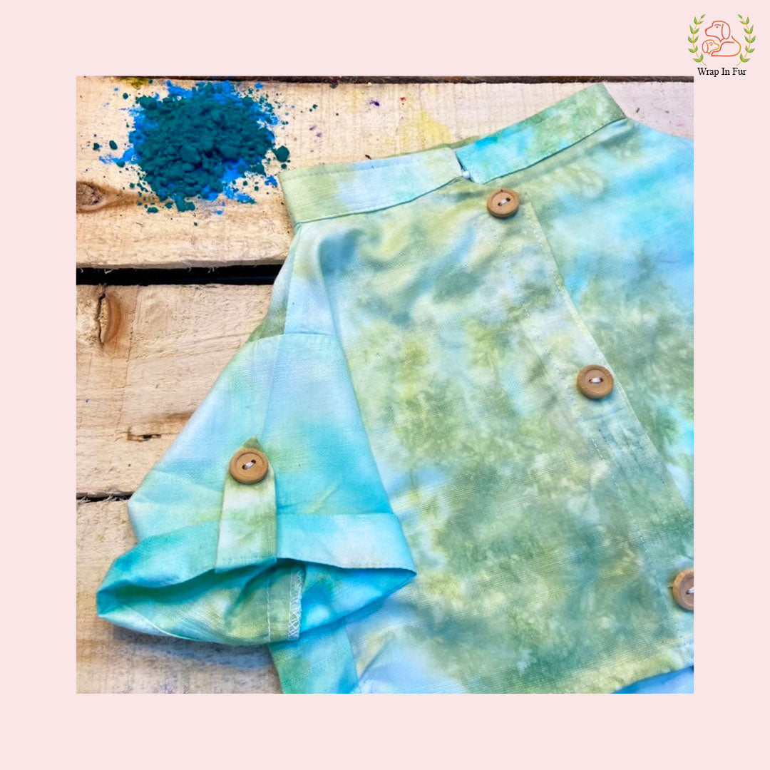 Green blue dog kurta for holi