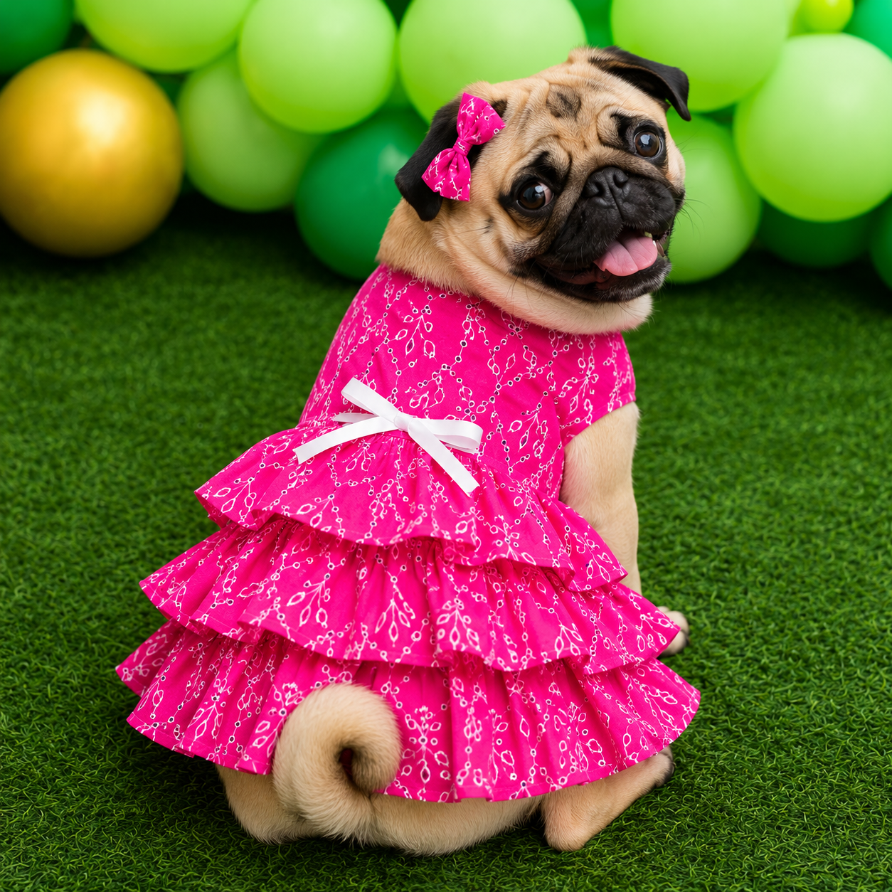 Hot Pink Embroidered Dog Princess Frock – Wrapinfur