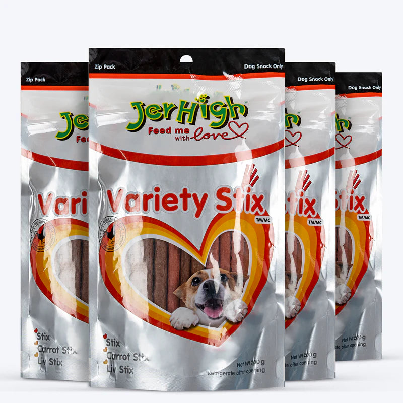 JerHigh Variety Stix Dog Treats | Chicken, Carrot & Liver Reward Sticks | 200g