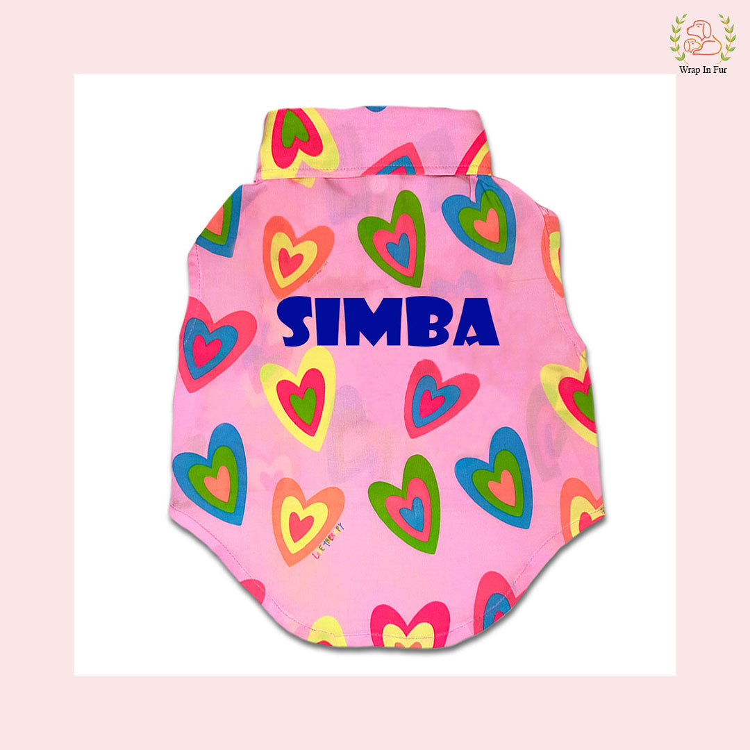Personalise Pink Neon Cut Sleeves Dog Shirt