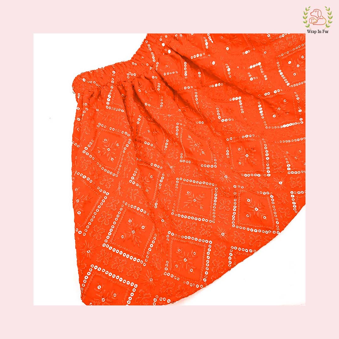 Orange pink dog lehenga for wedding