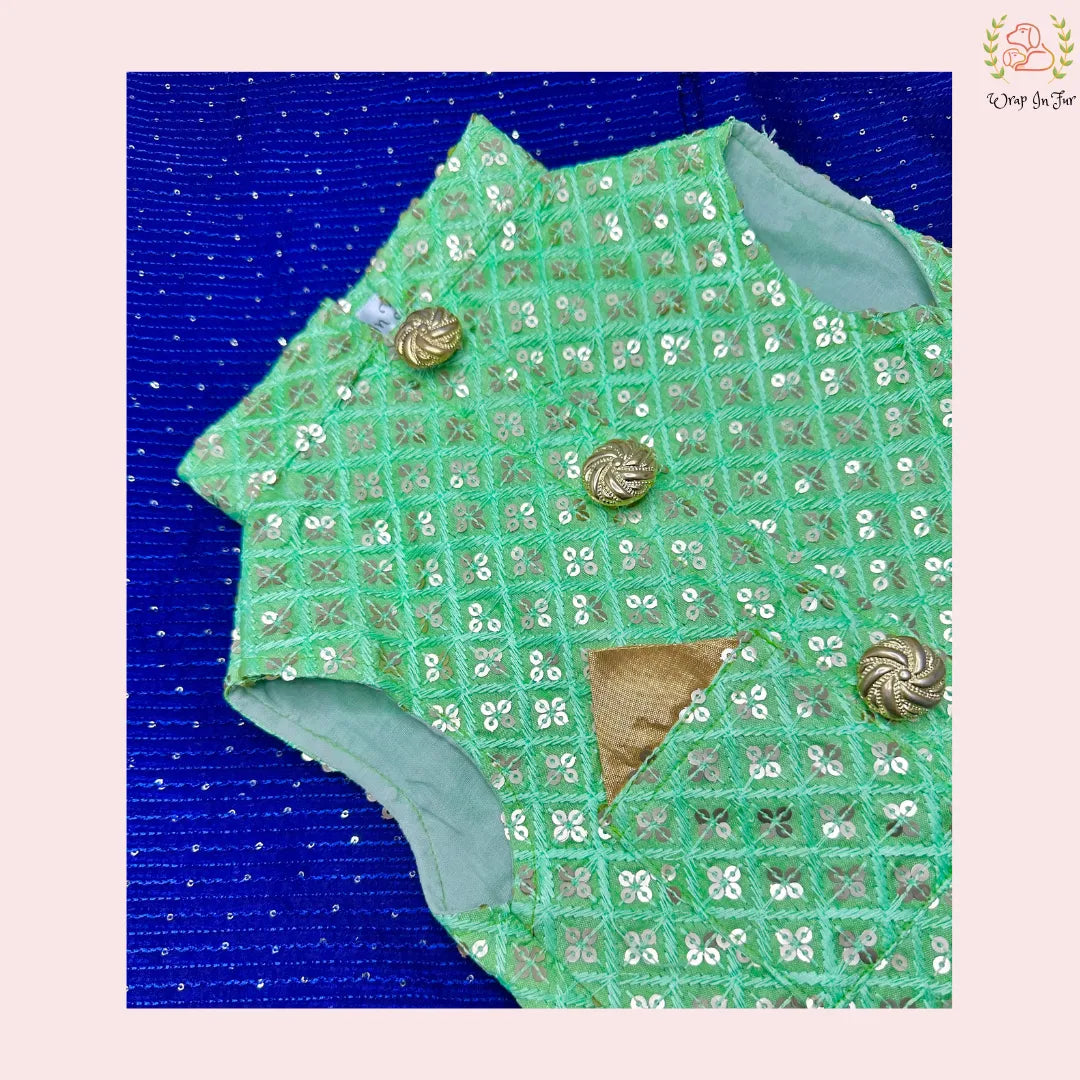 Indian Wedding Wedding Green Golden Dog Sherwani