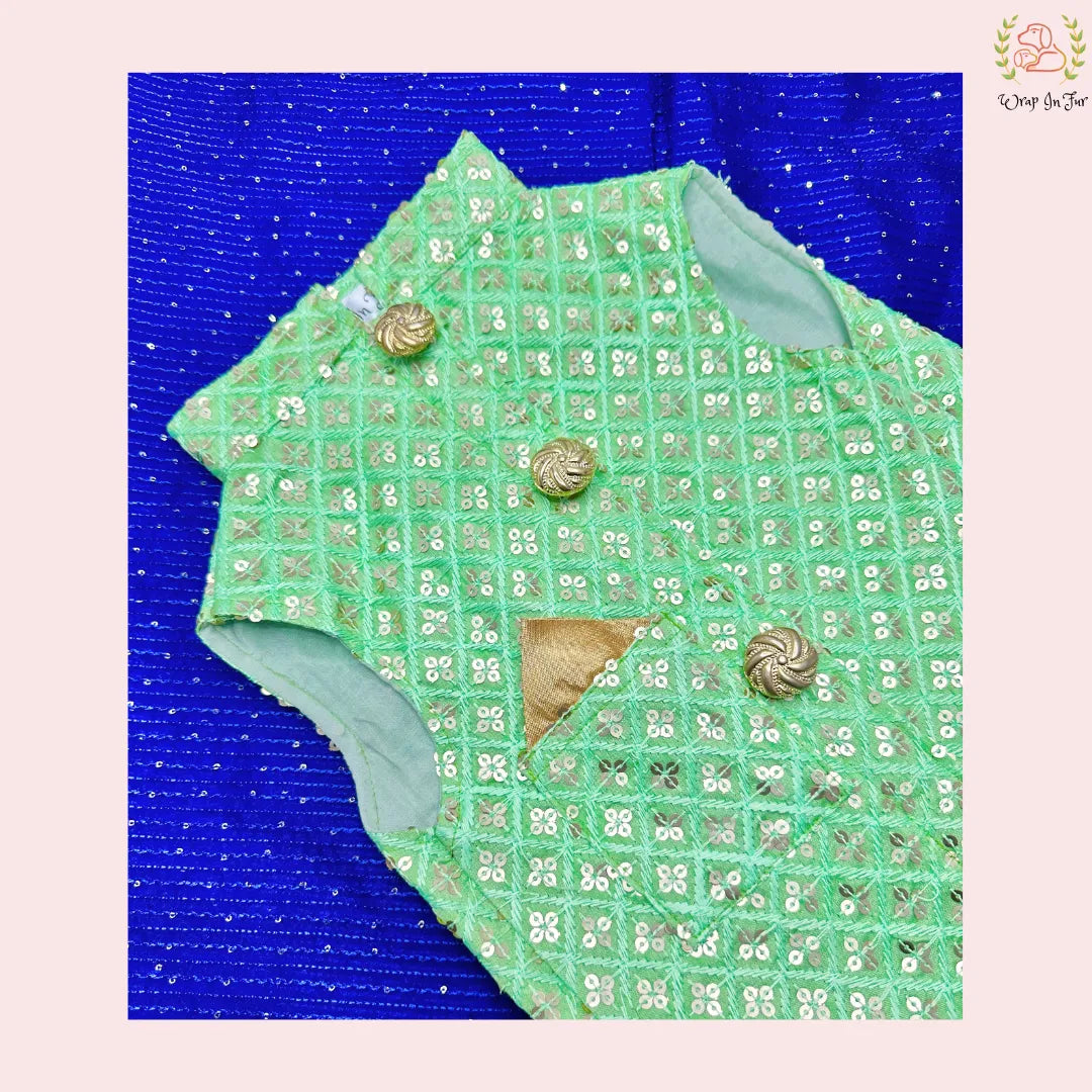 buy Wedding Green Golden Dog Sherwani for beagle