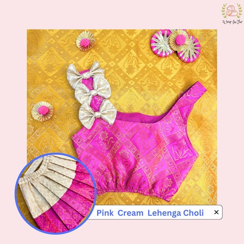 Pink Cream Dog Lehenga