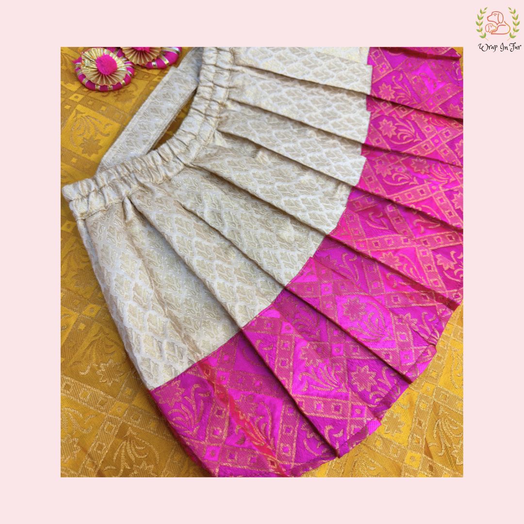 Pink Cream dog Lehenga for shaadi