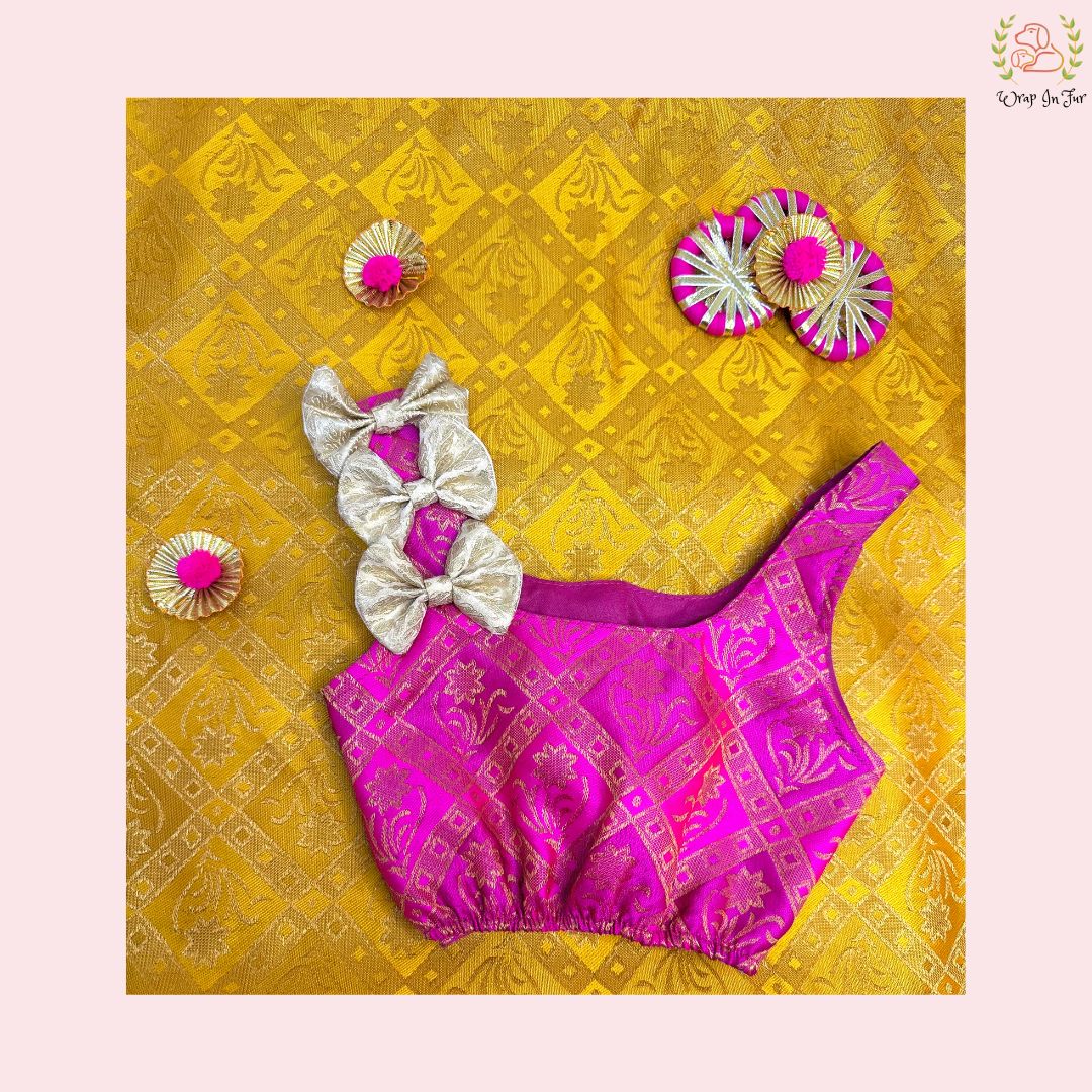 Pink Cream dog Lehenga for wedding