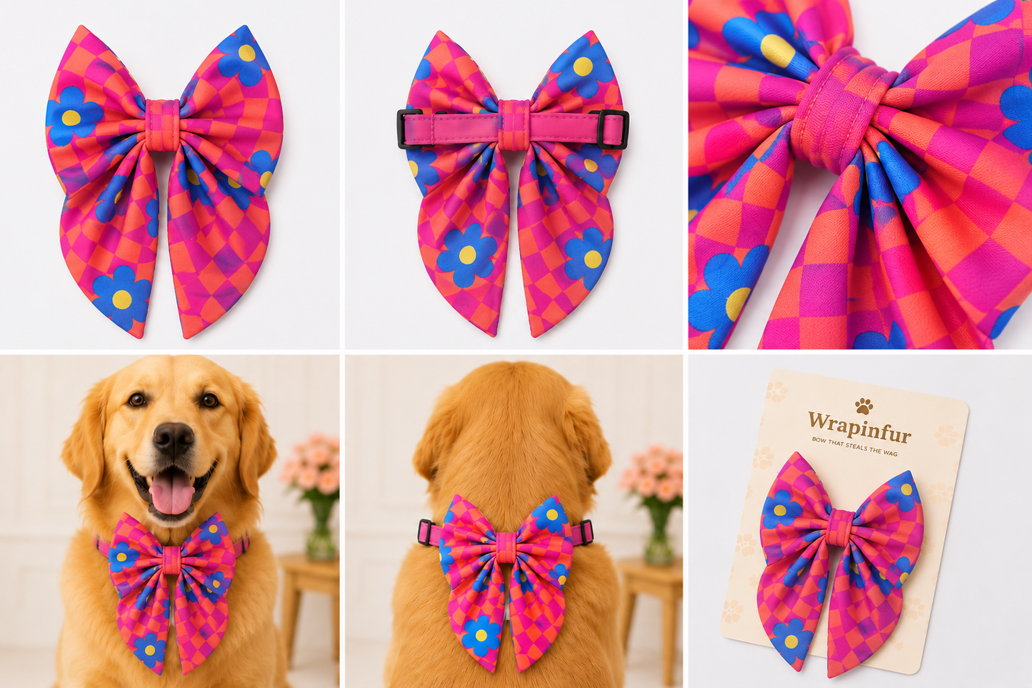 Pink Summer Dog Bow Collar