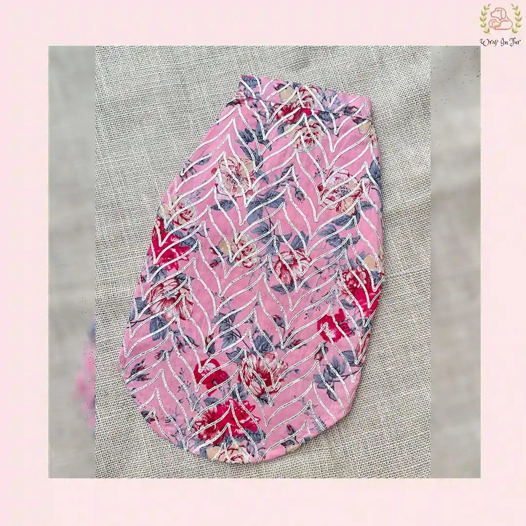 Pink Floral Dog Kurta Shirt - Traditional Indian Dog Ethnic Wear