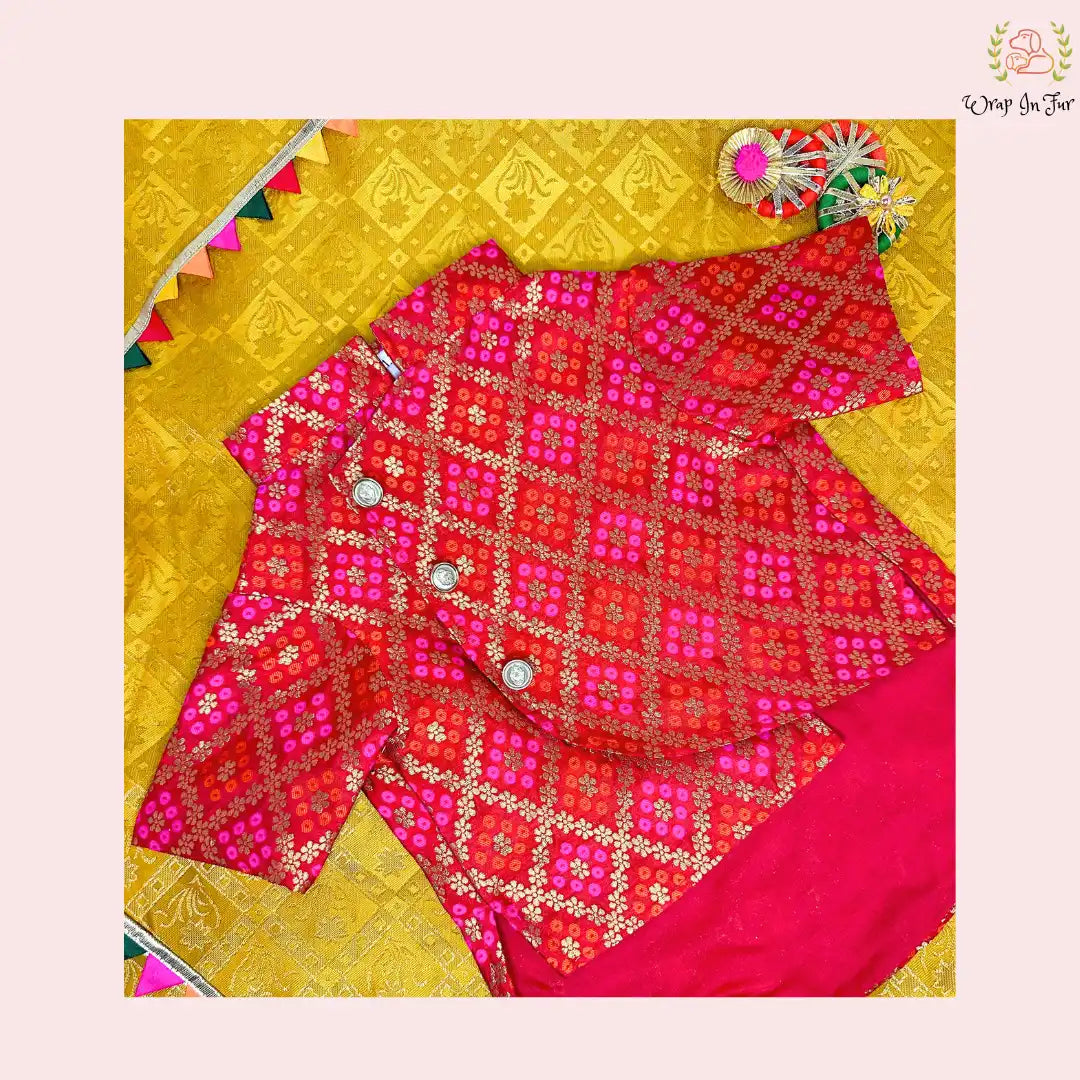 red orange dog sherwani