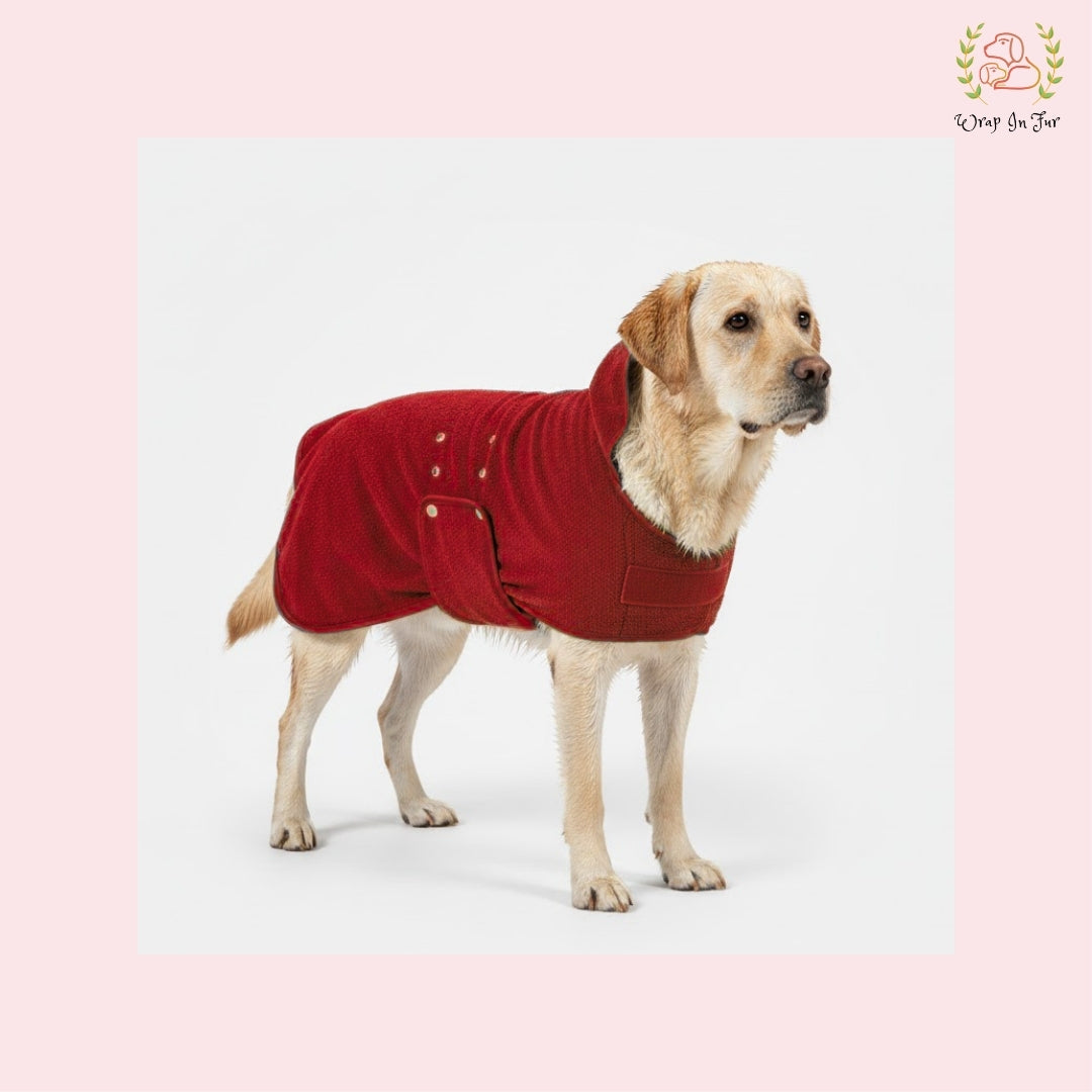 Red Dog Bathrobe – Ultra-Soft Quick-Dry Pet Towel Coat