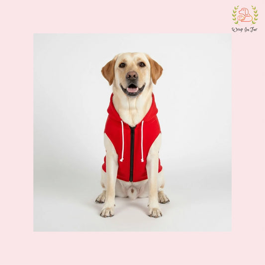 Red Sleeveless Dog Winter Hoodie – Warm Fleece Winter Wear
