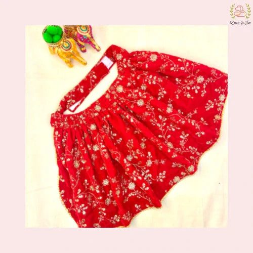 Red Velvet Dog Lehenga Choli – Luxury Dog Wedding Dress Outfit