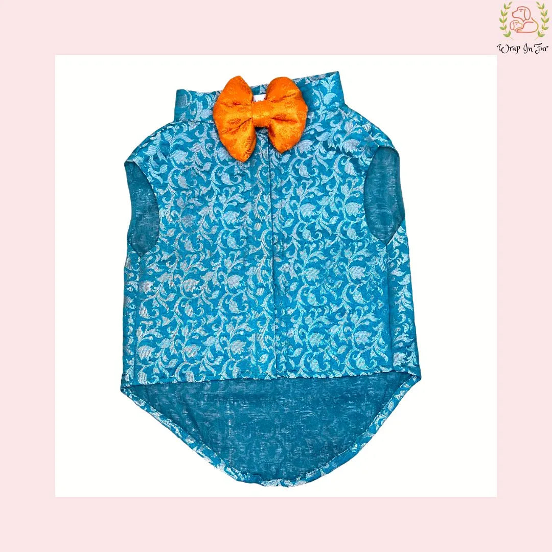 Teal Festive dog Jacket for wedding