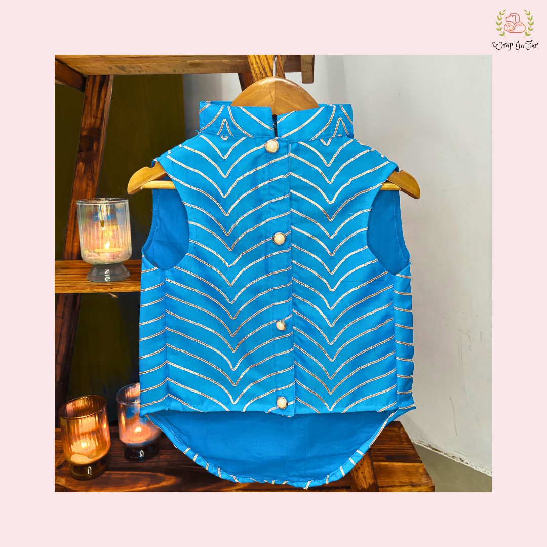 Blue Golden Sherwani