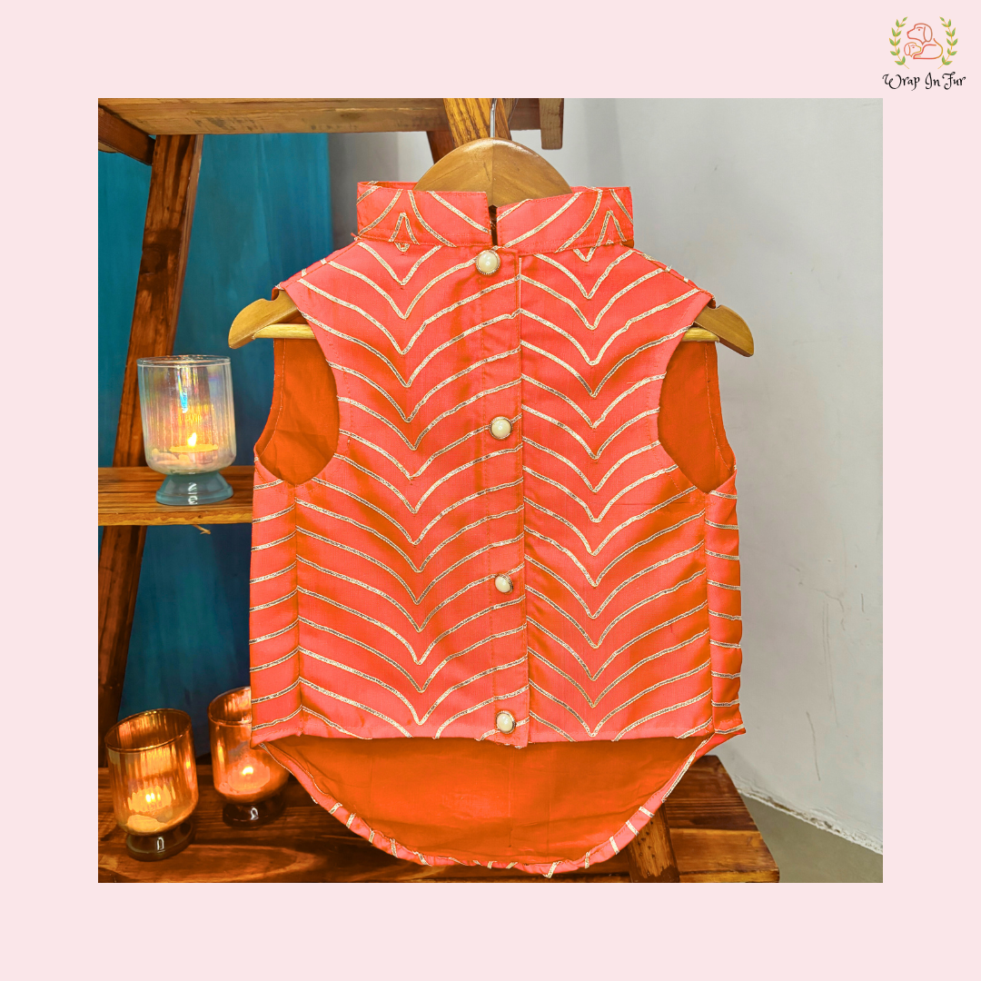 Coral Golden Sherwani