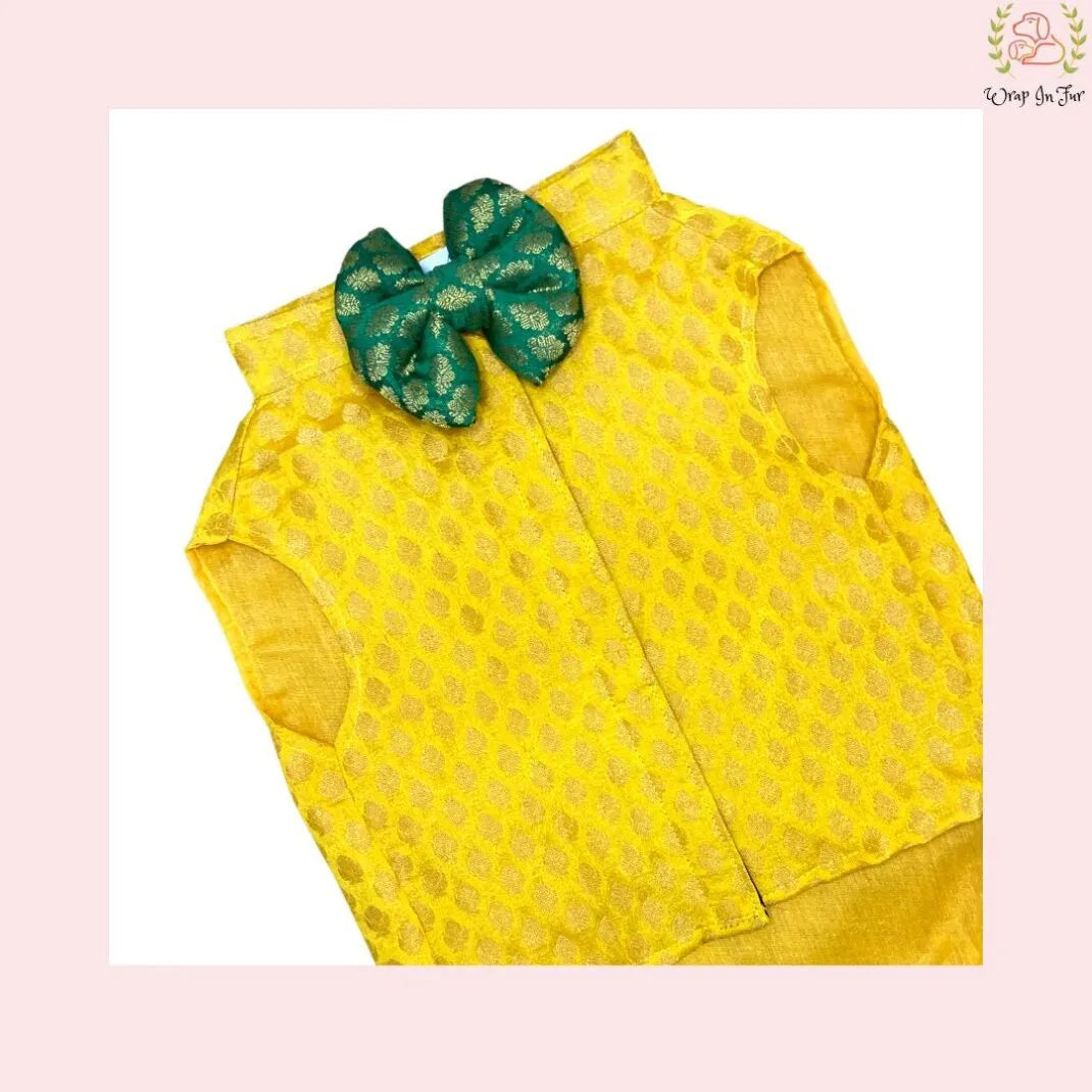 Yellow Festive dog Jacket for haldi