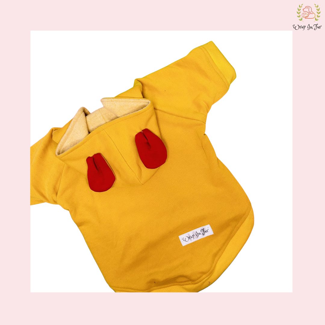 Yellow Bunny Ear Dog Hoodie – Cute & Comfy