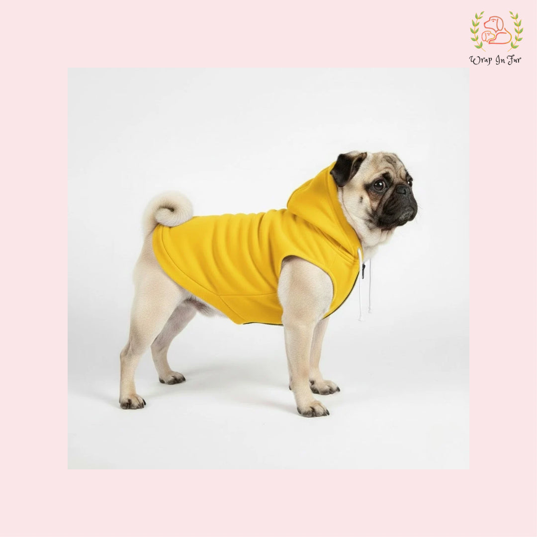Yellow Sleeveless Dog Winter Hoodie – Warm Fleece Winter Wear