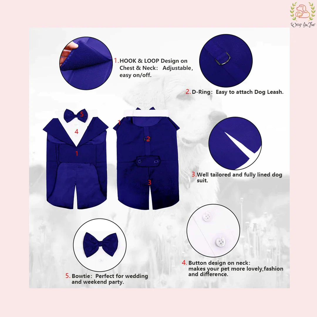 blue cape tuxedo bandana for dogs