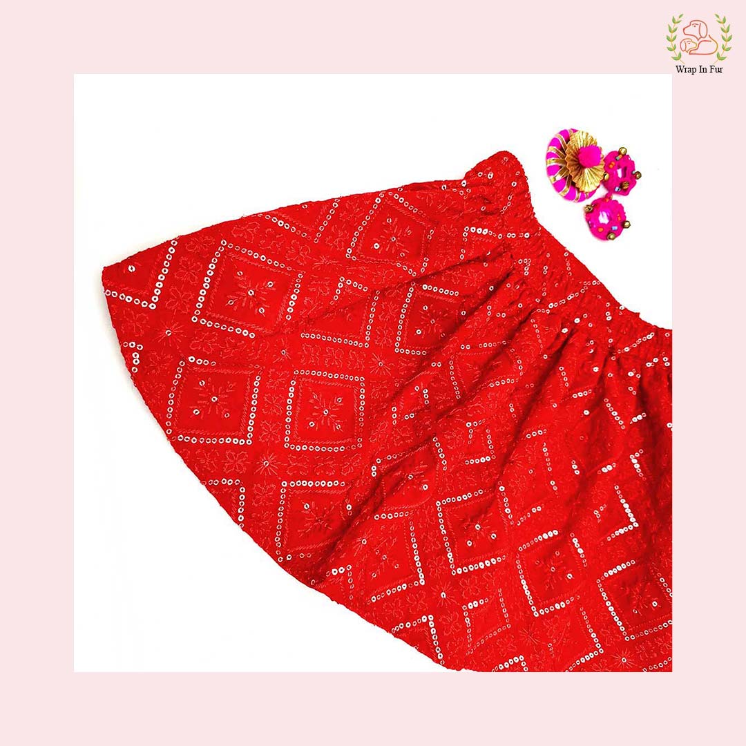 red golden lehenga for dogs