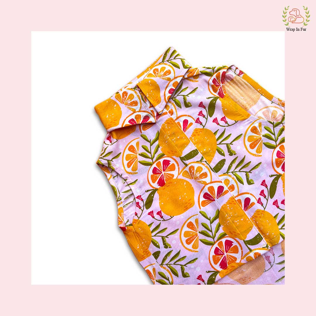 Tropical Orange Cut Sleeves Dog Shirt