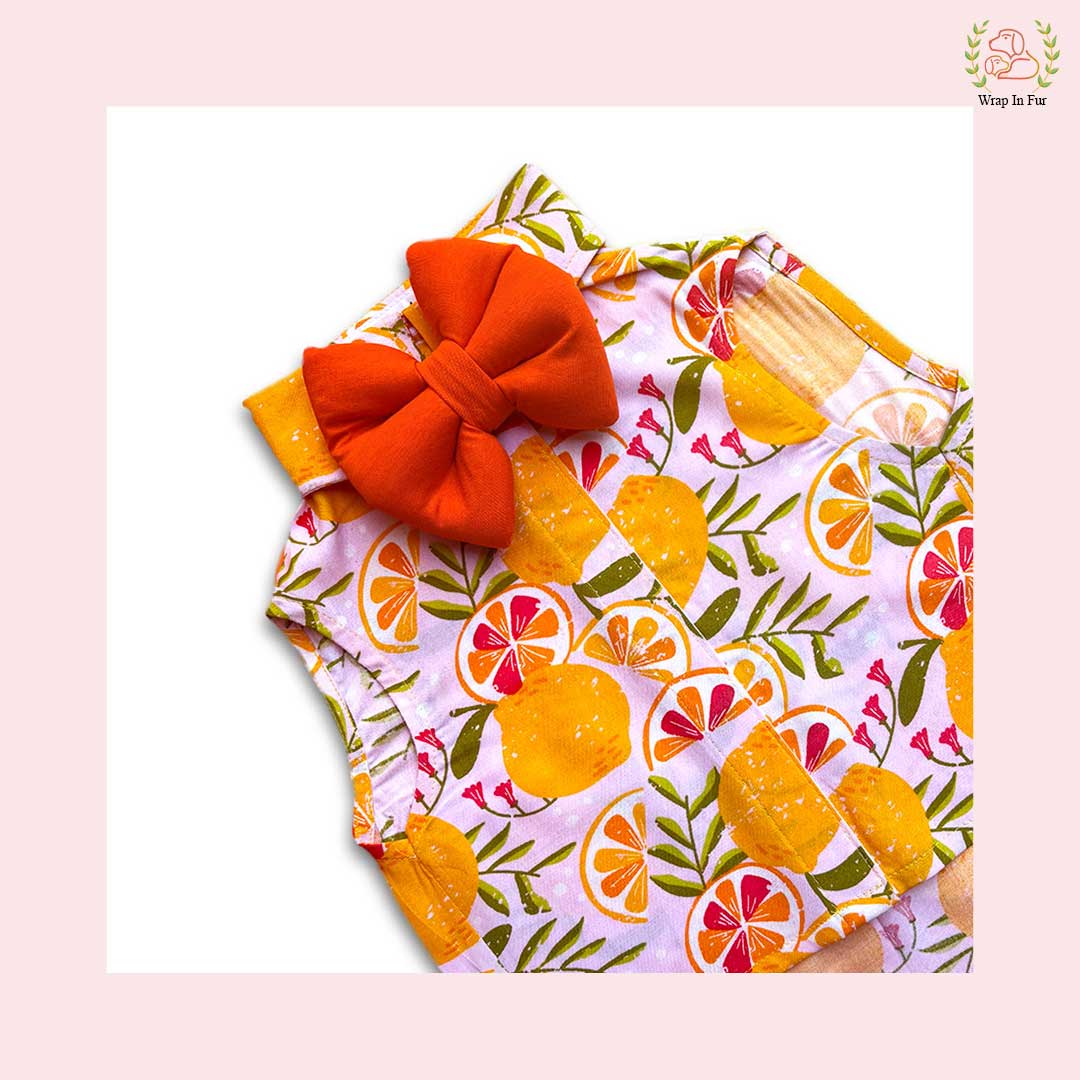 Tropical Orange Cut Sleeves Dog Shirt