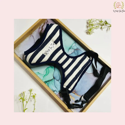 Blue and White Stripe Dog Harness