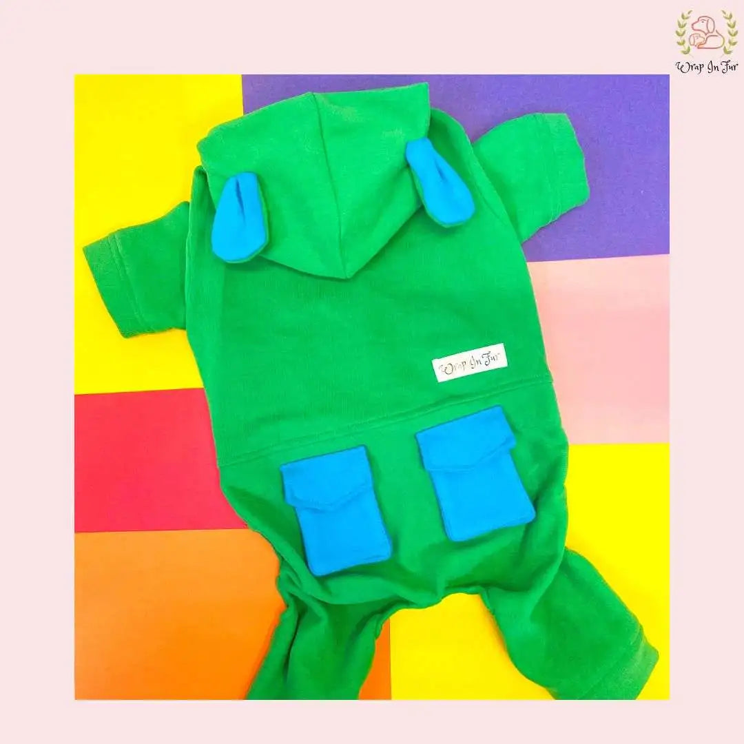 Green Pocket Dog Jumpsuit – Cozy & Cute Wear