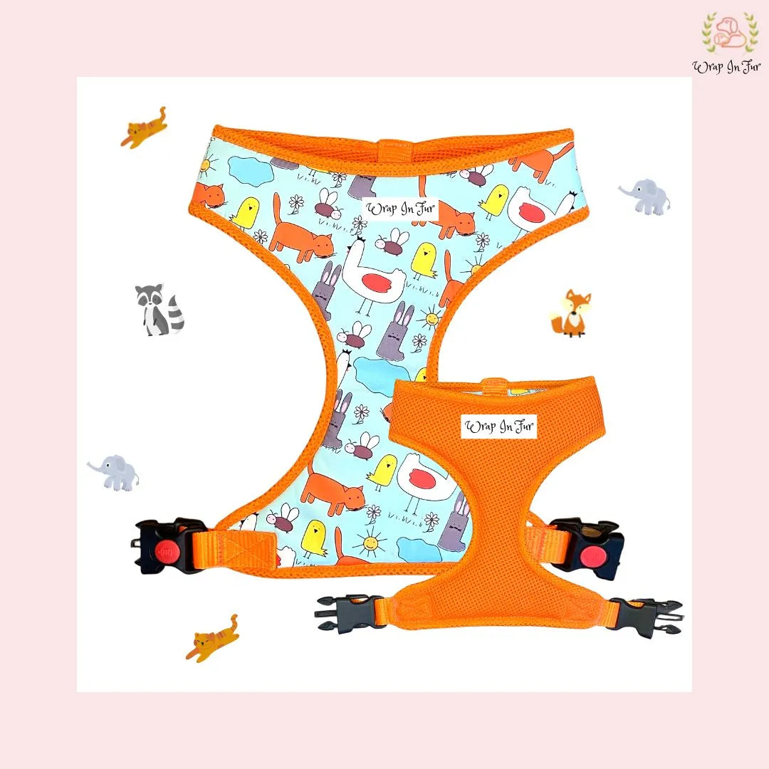 Orange Reversible Dog Harness