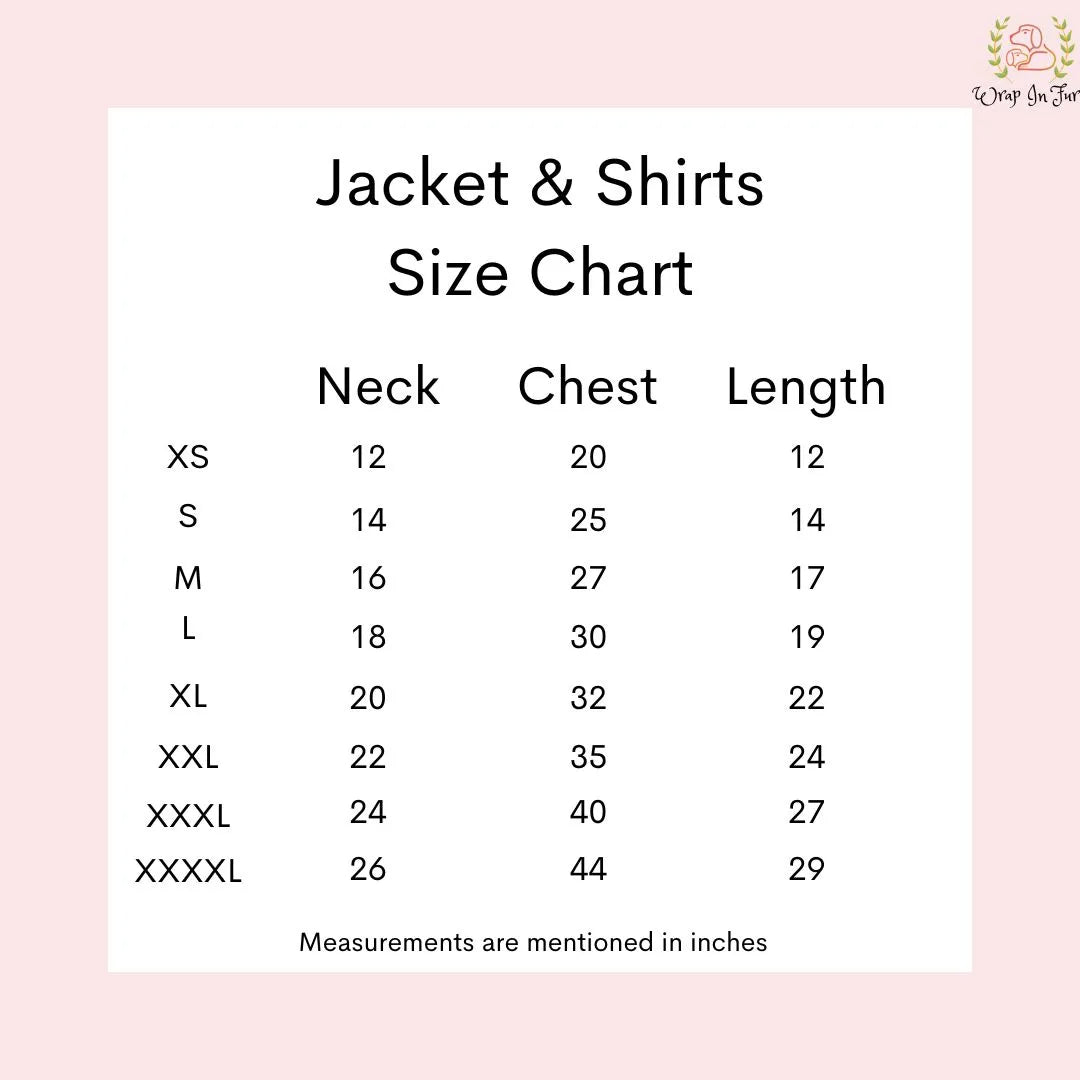 Pink Phuljari Dog Frock – Designer Dog Wedding Dress Outfitsize_chart