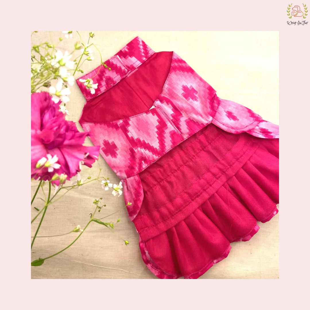 Pink Tiered Ruffle Dog Princess Dress - Festive Party Wear Frock
