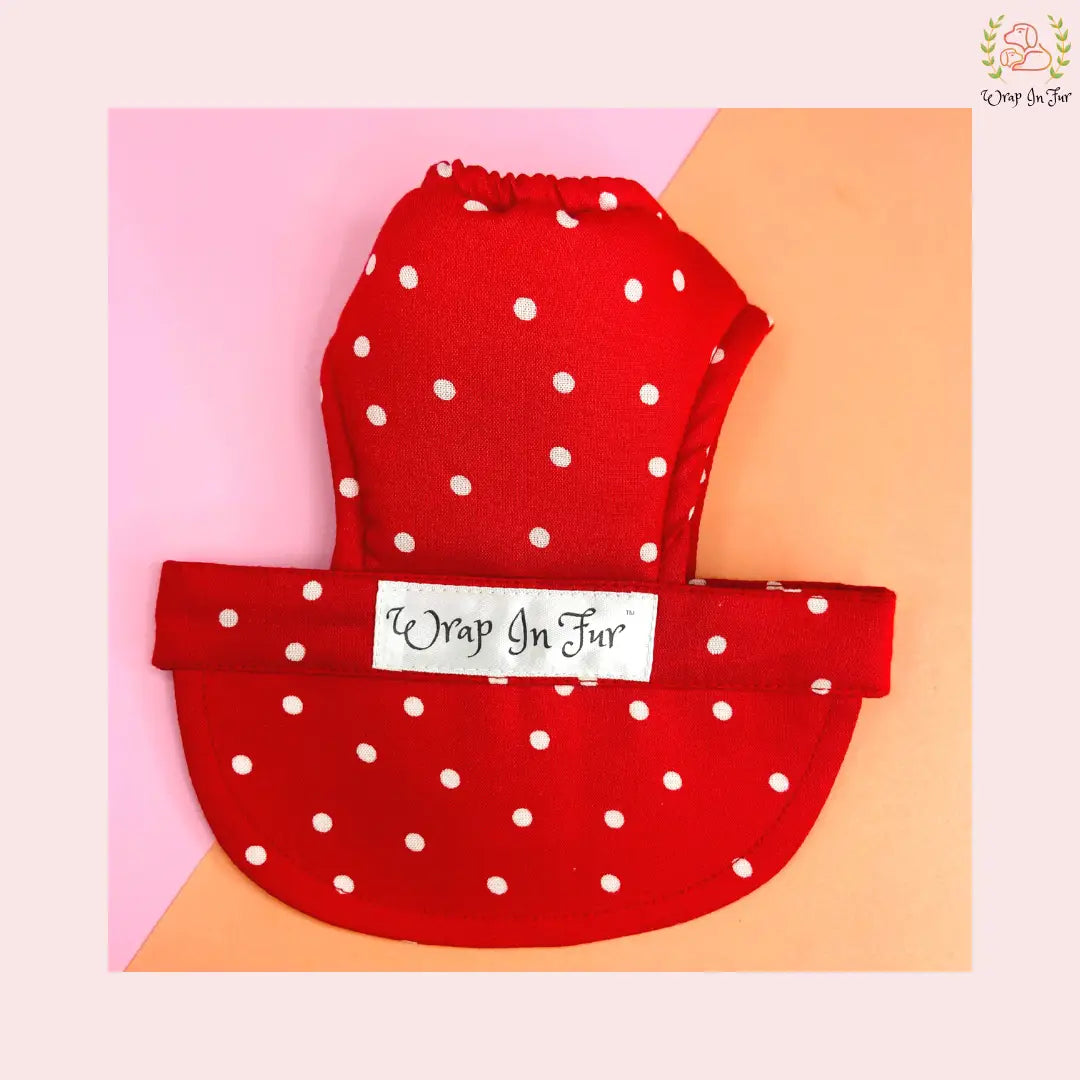 red polka dog cap