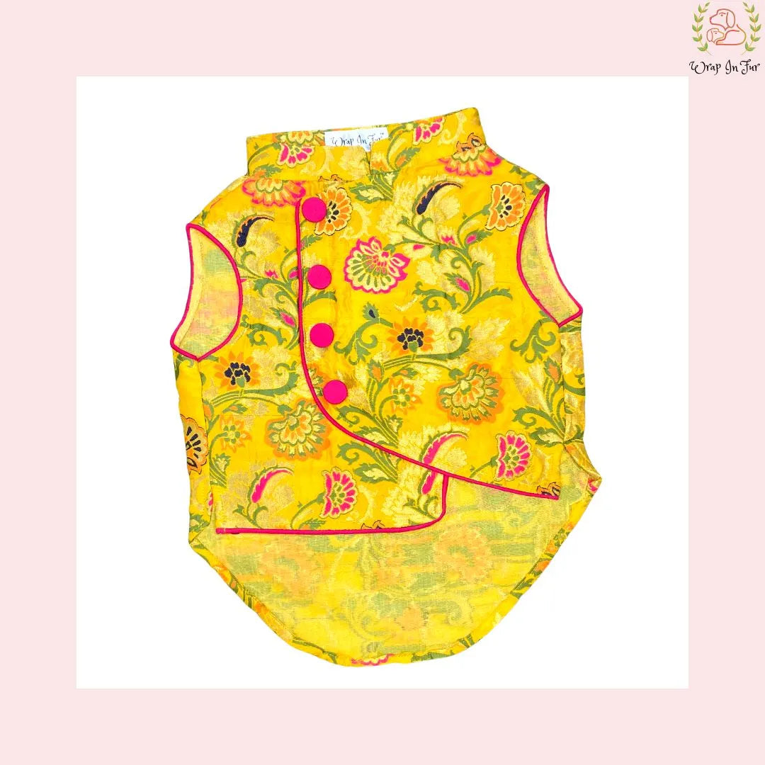 Yellow Flower Jacket Dog Sherwani