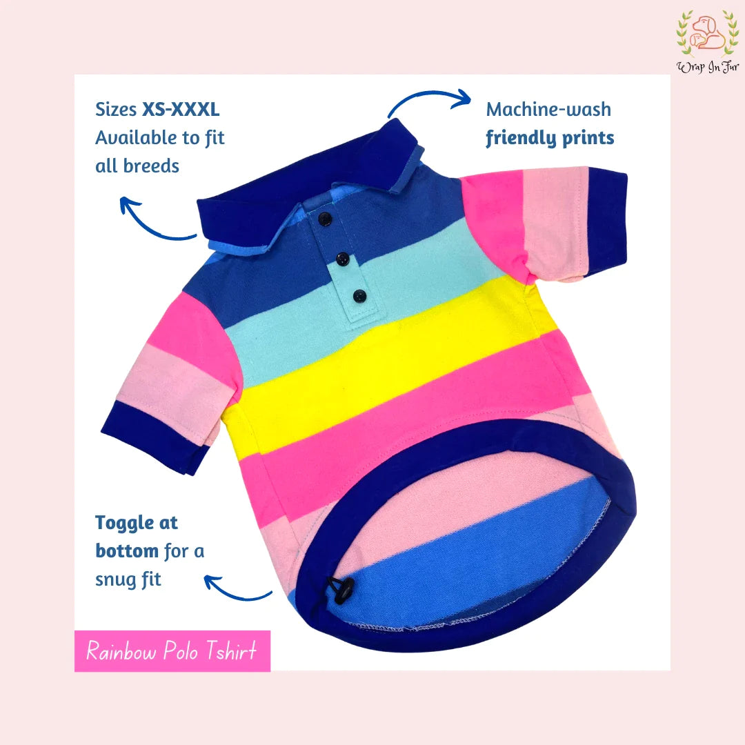 buy rainbow polo tshirt for dog party and functions