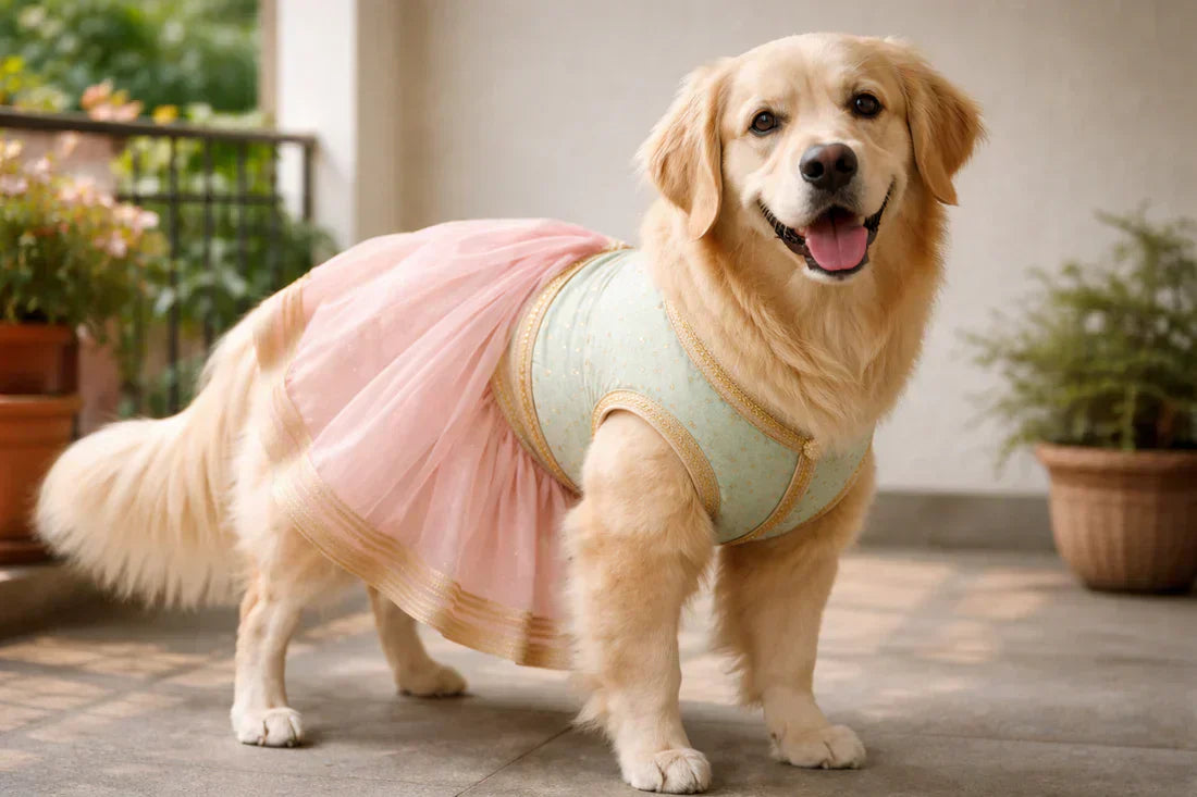 Designer Lehengas for Dogs | Festive & Wedding Dog Outfits in India