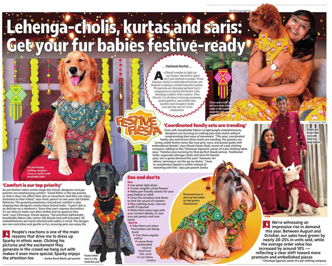 📰 Wrapinfur Featured in Times of India: Making Fur Babies Festive-Ready in Style