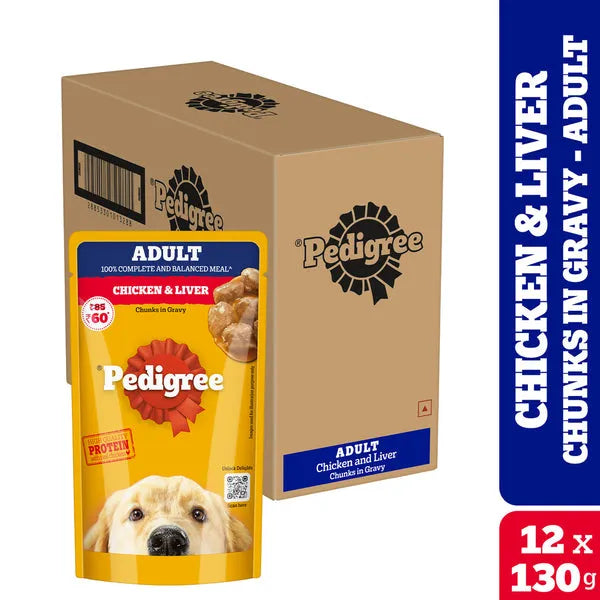 Pedigree Adult Wet Dog Food Chicken & Liver Chunks in Gravy
