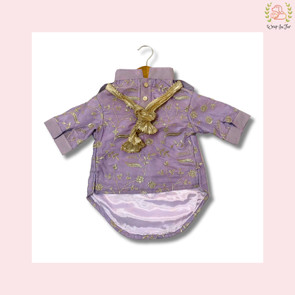 Purple Embroidered Kurta with Dupatta